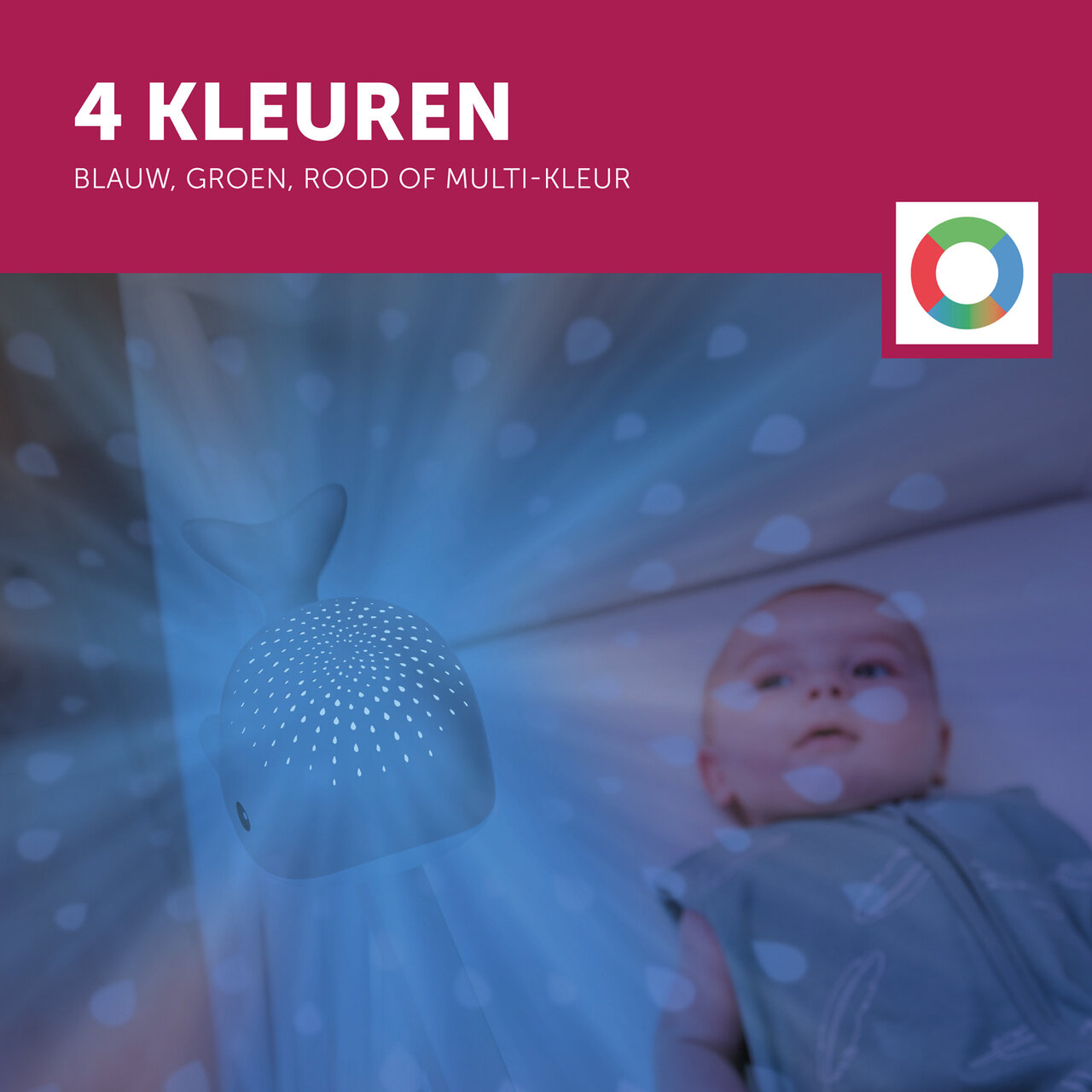 Baby Zazu lichtprojector Wally met muziek 4 kleuren