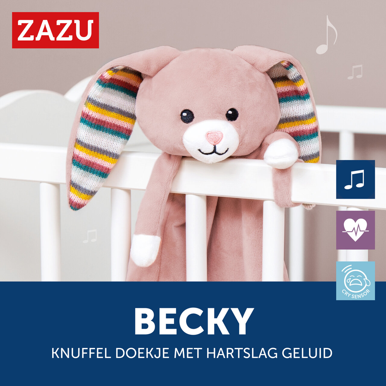 Knuffeldoekje Zazu Heartbeat Rabbit Becky met naam