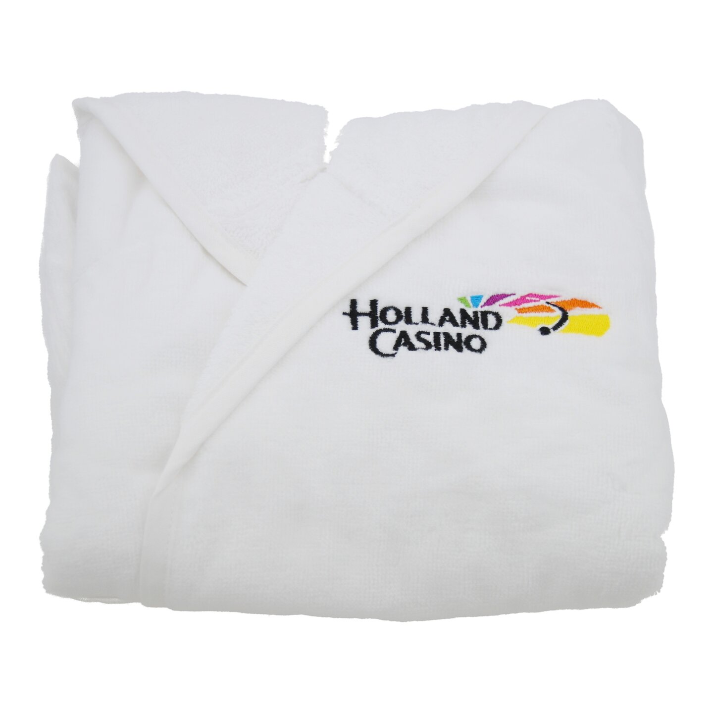 Voorbeeld badjasje met logo Holland Casino
