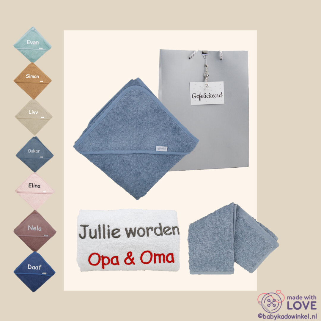 Slab opa en oma babycadeau met badcape