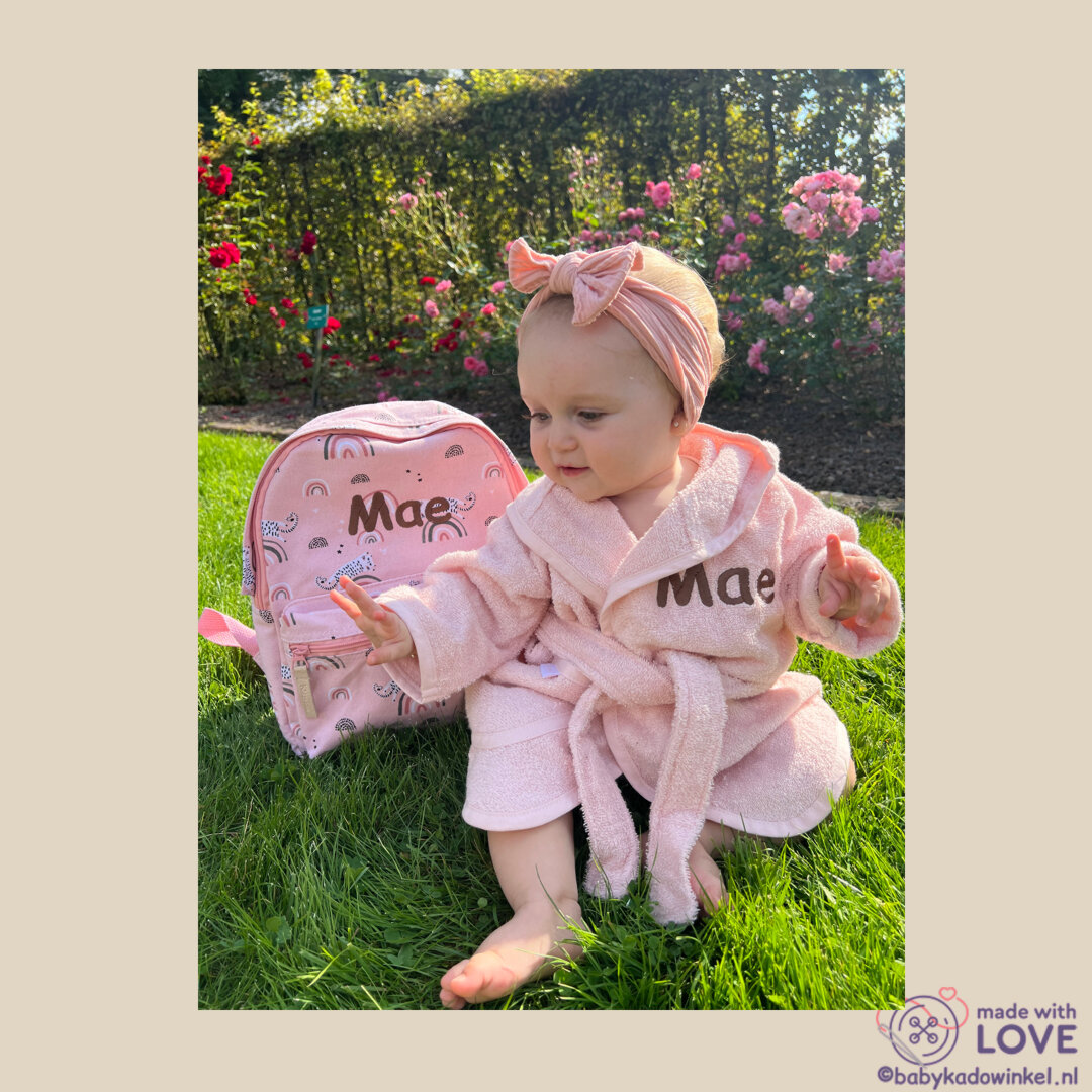 Rugtas Mini Pink Kraamcadeau met naam