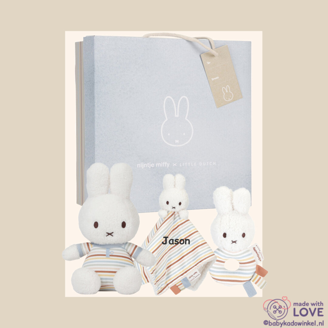 Nijntje Cadeauset Vintage Stripes Kraamcadeau met naam
