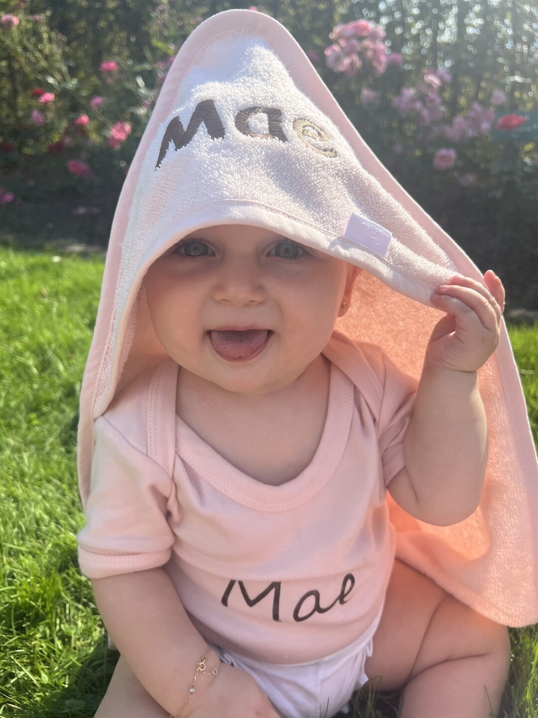 Badcape Soft Pink met naam
