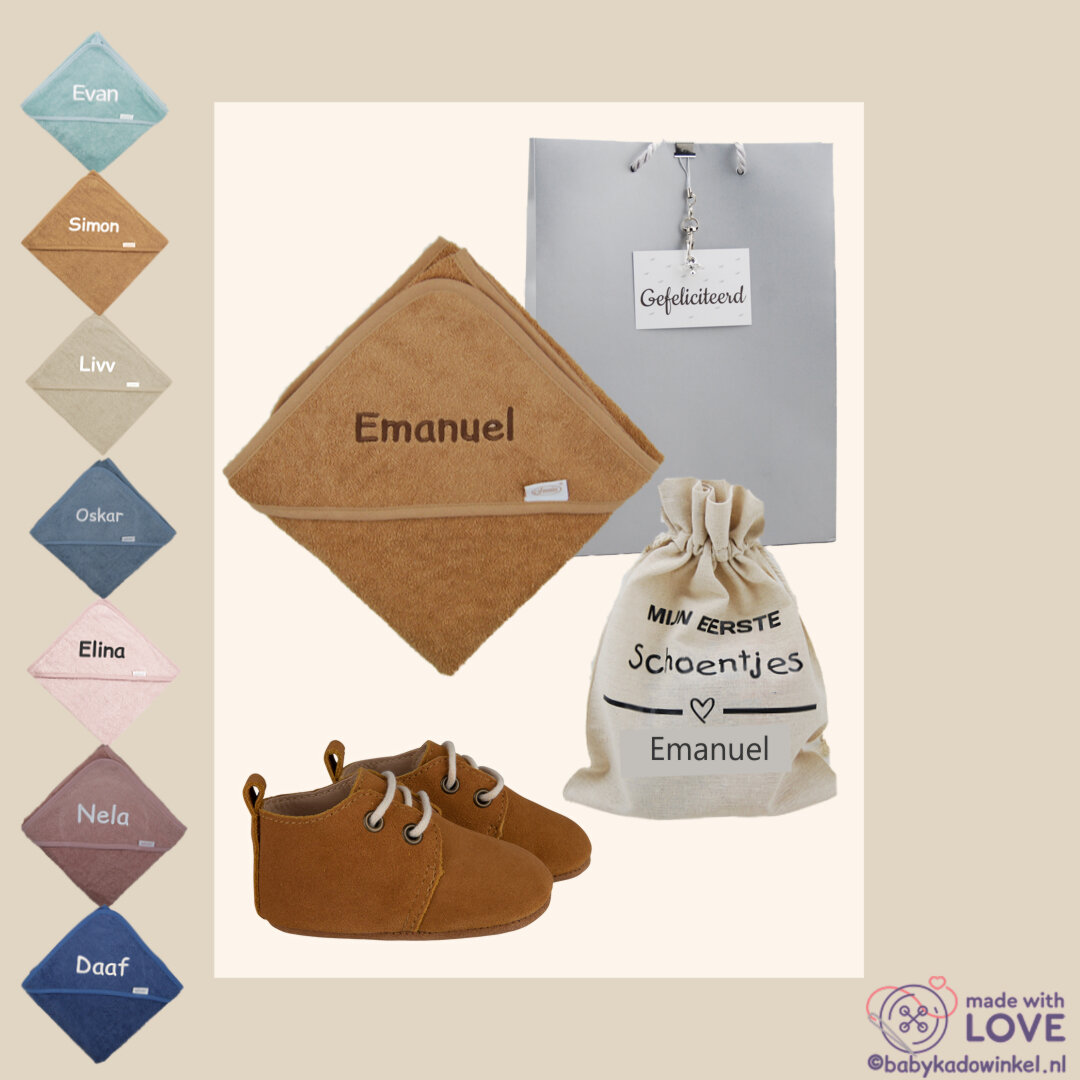 Babyslofjes Baby Dutch Veterschoentjes Cognac