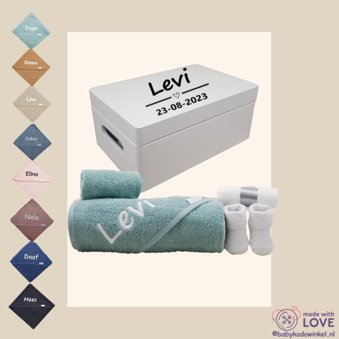 Babycadeaubox Wit Kraamcadeau met naam