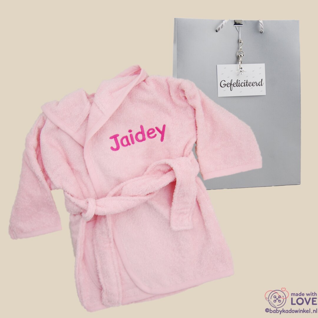 Badjasje babyroze Kraamcadeau met naam