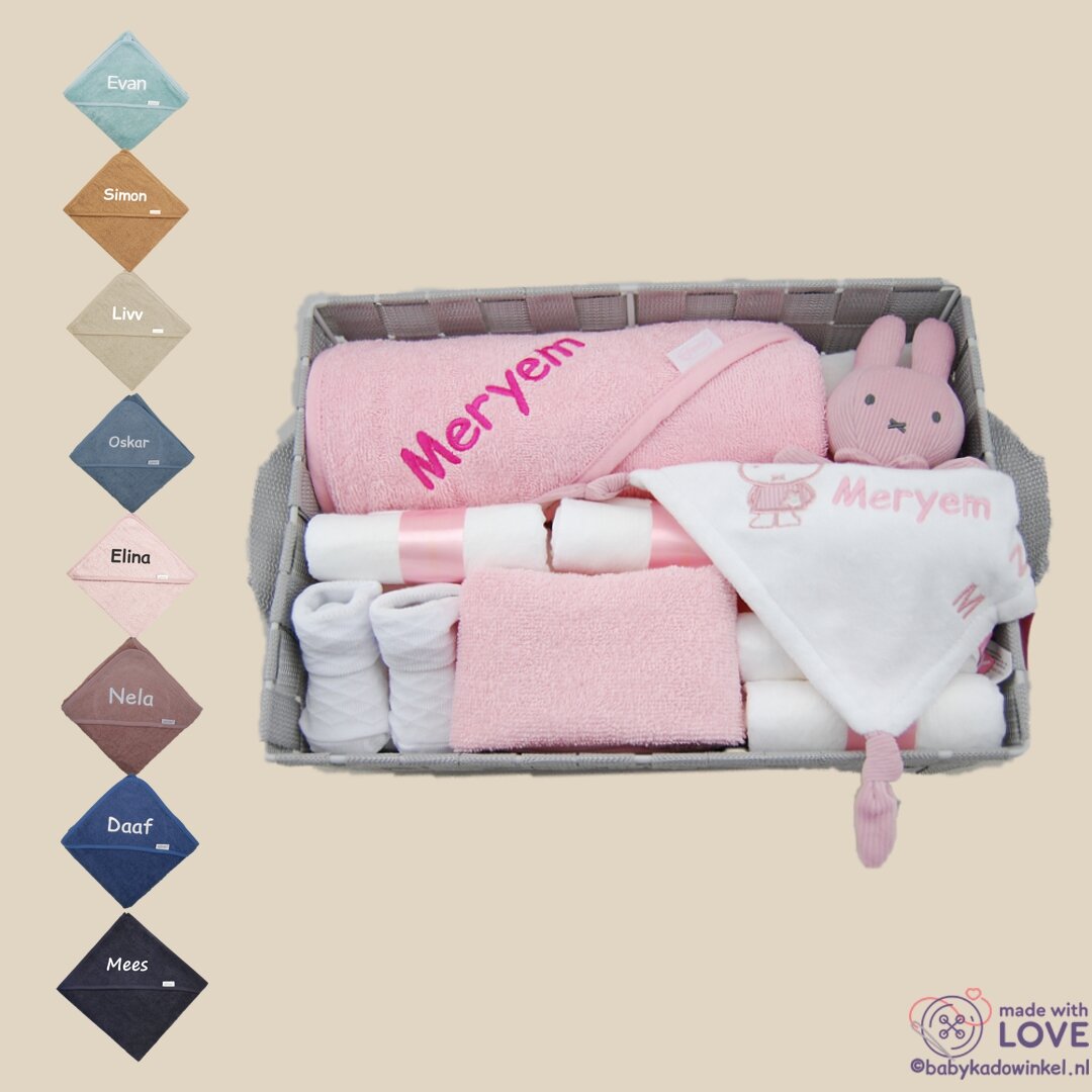 Babymand Kraamcadeau nijntje Roze met naam