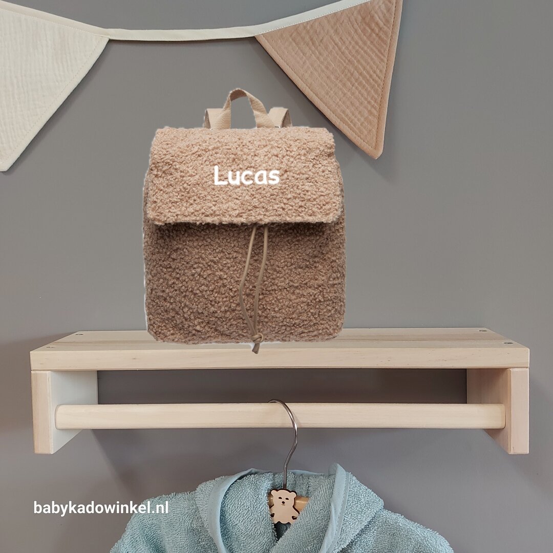 Rugtas Boucle Biscuit met naam