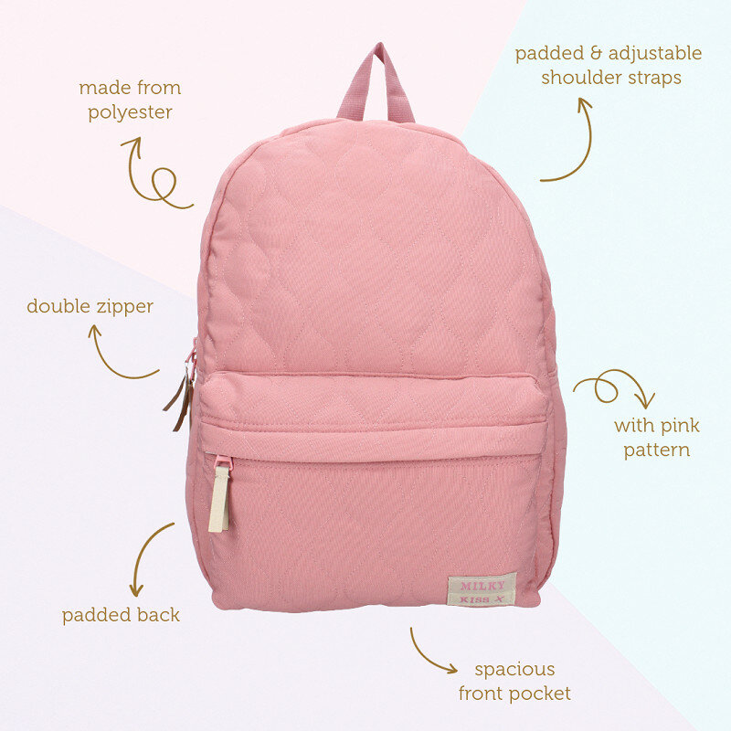 Rugzak Milky Kiss Sweet Bliss Vintage Pink met naam