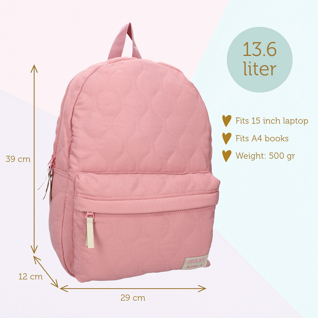 Rugzak Milky Kiss Sweet Bliss Vintage Pink met naam
