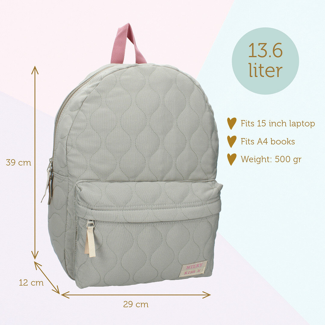Rugzak Milky Kiss Sweet Bliss Vintage Stone Green met naam