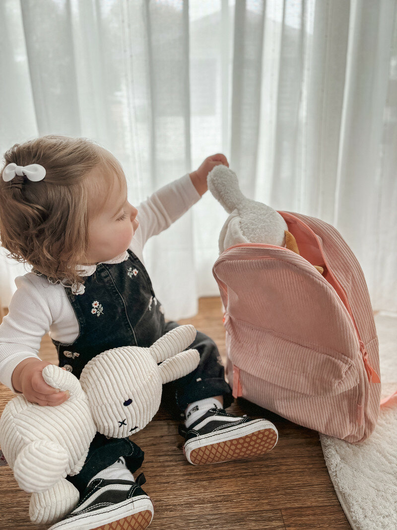 Rugzak rib Pink met naam