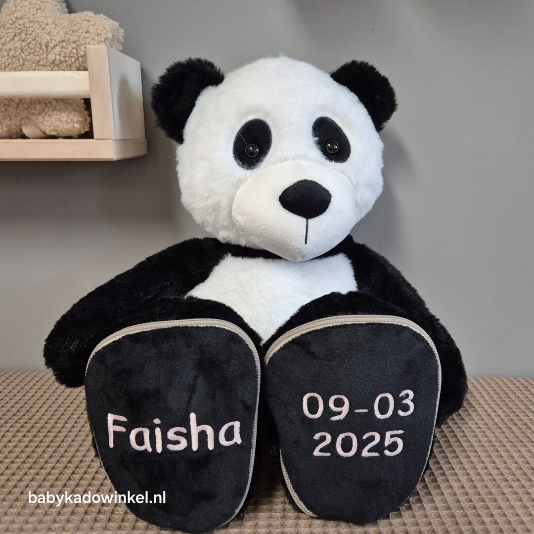 Knuffel Beer Panda met naam en datum
