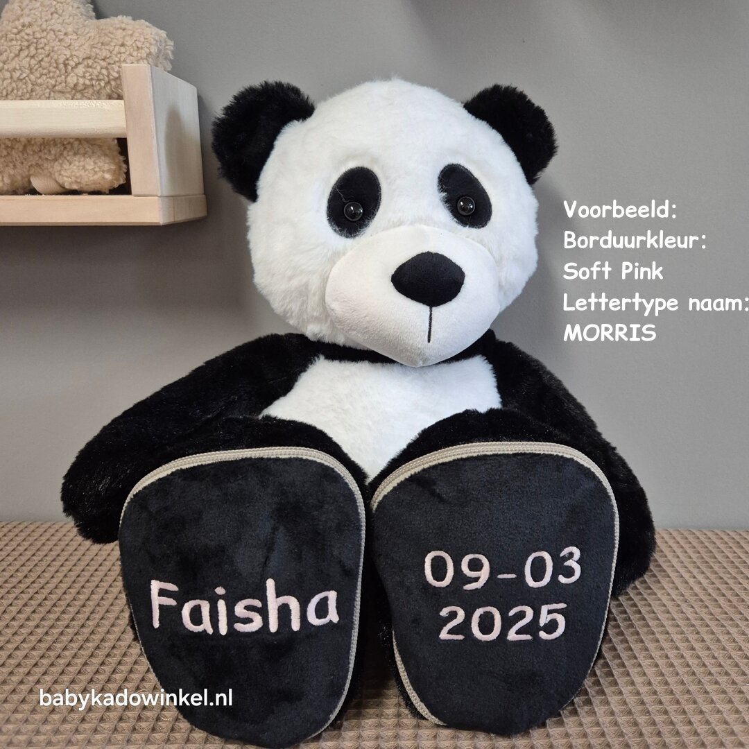 Knuffel Beer Panda met naam en datum
