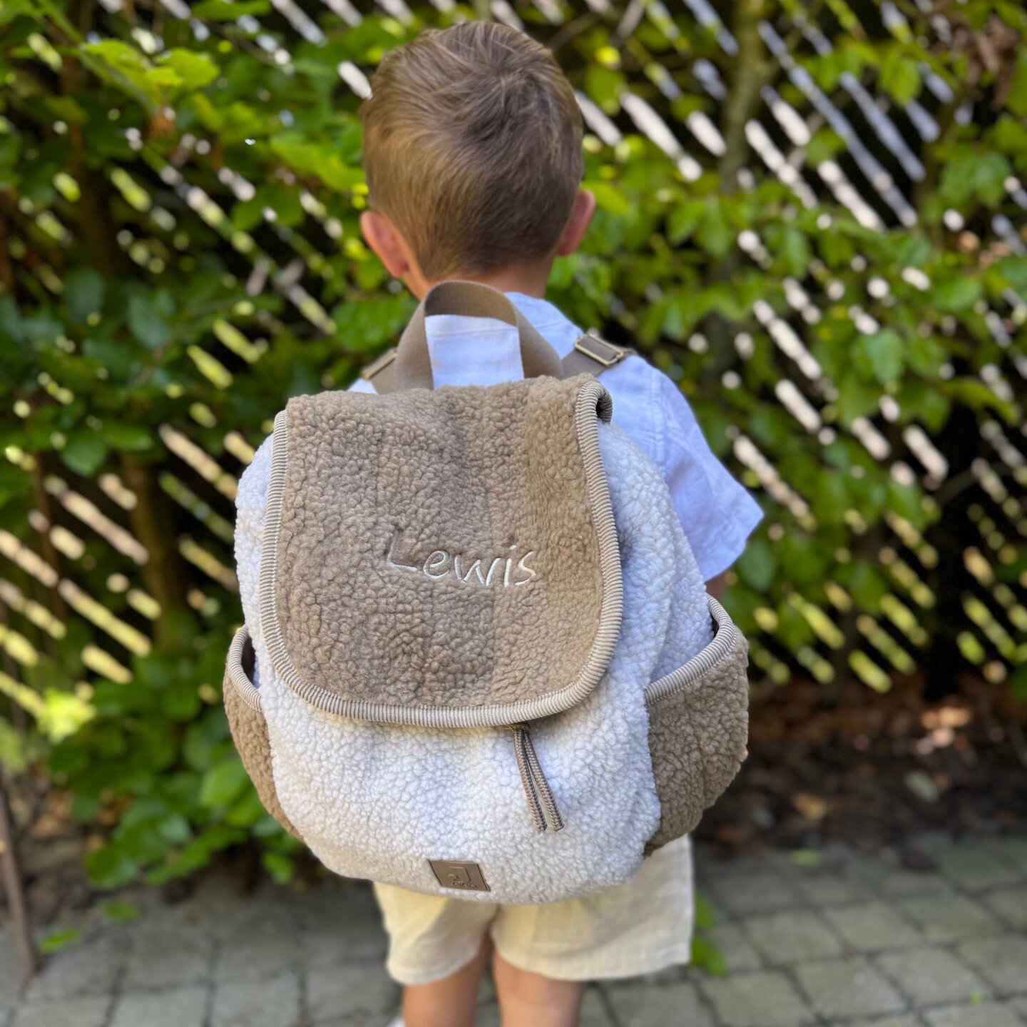 Rugtas Babycadeauset Jollein Colourblock Naturel met naam