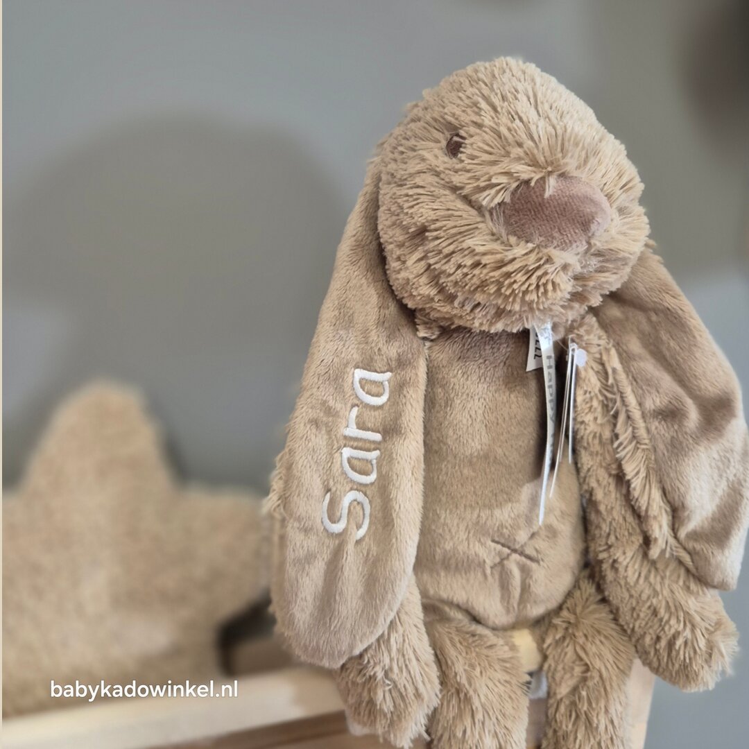 Houten naamtreintje met Knuffel Rabbit Richie