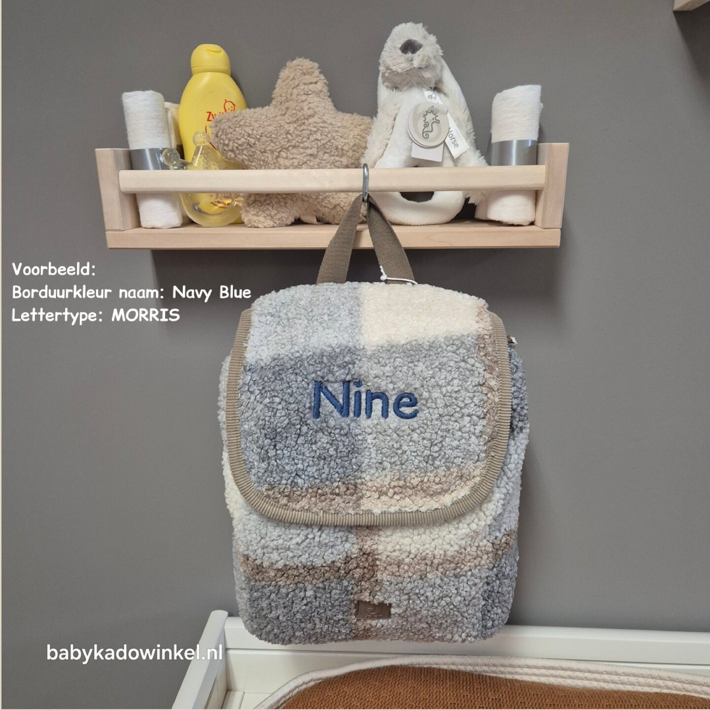 Rugzak Jollein Check Boucle met naam