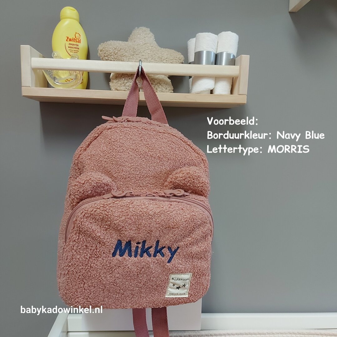 Rugzak Kidzroom Porto Beary Excited Pink met naam