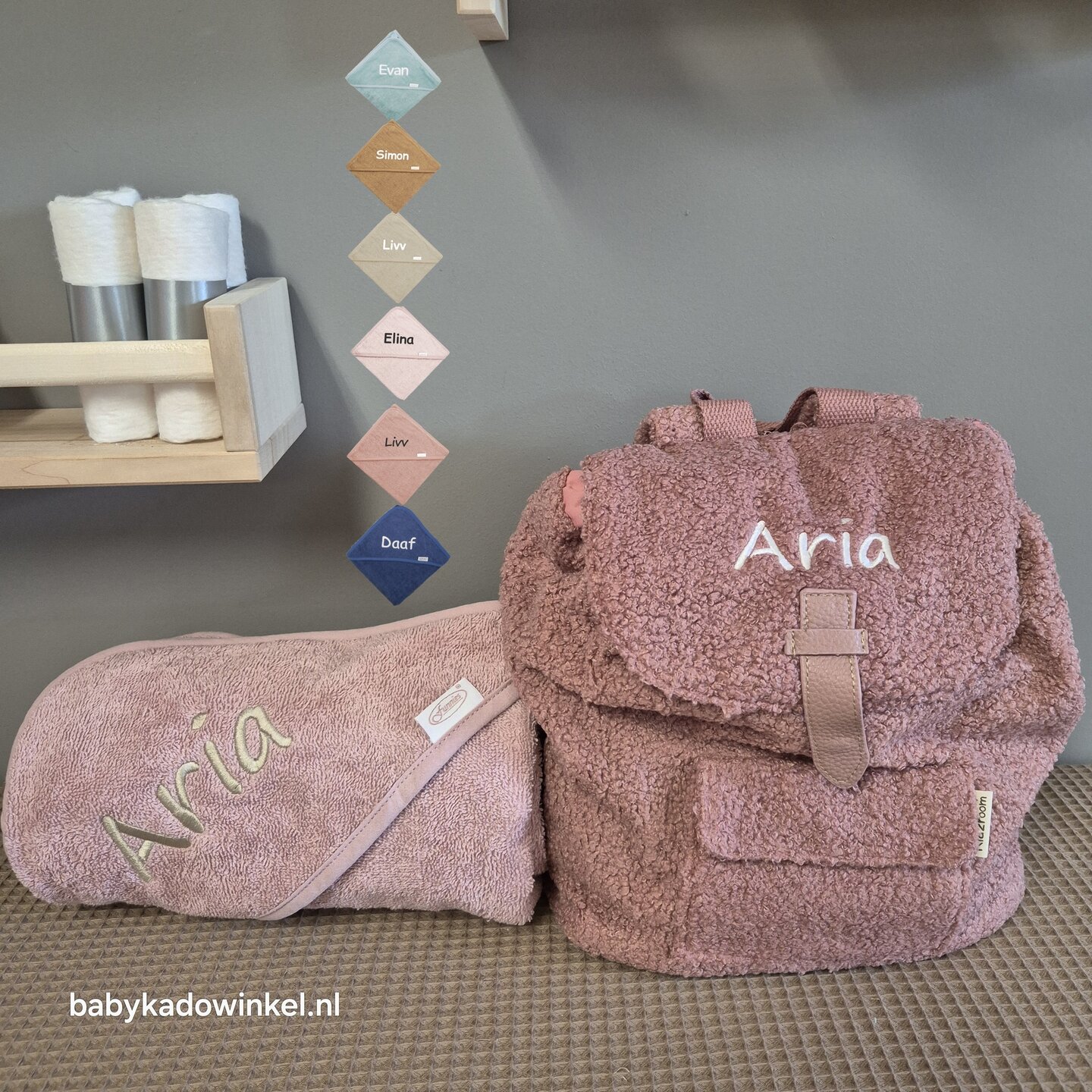 Rugtas babycadeauset Soft Whispers Pink