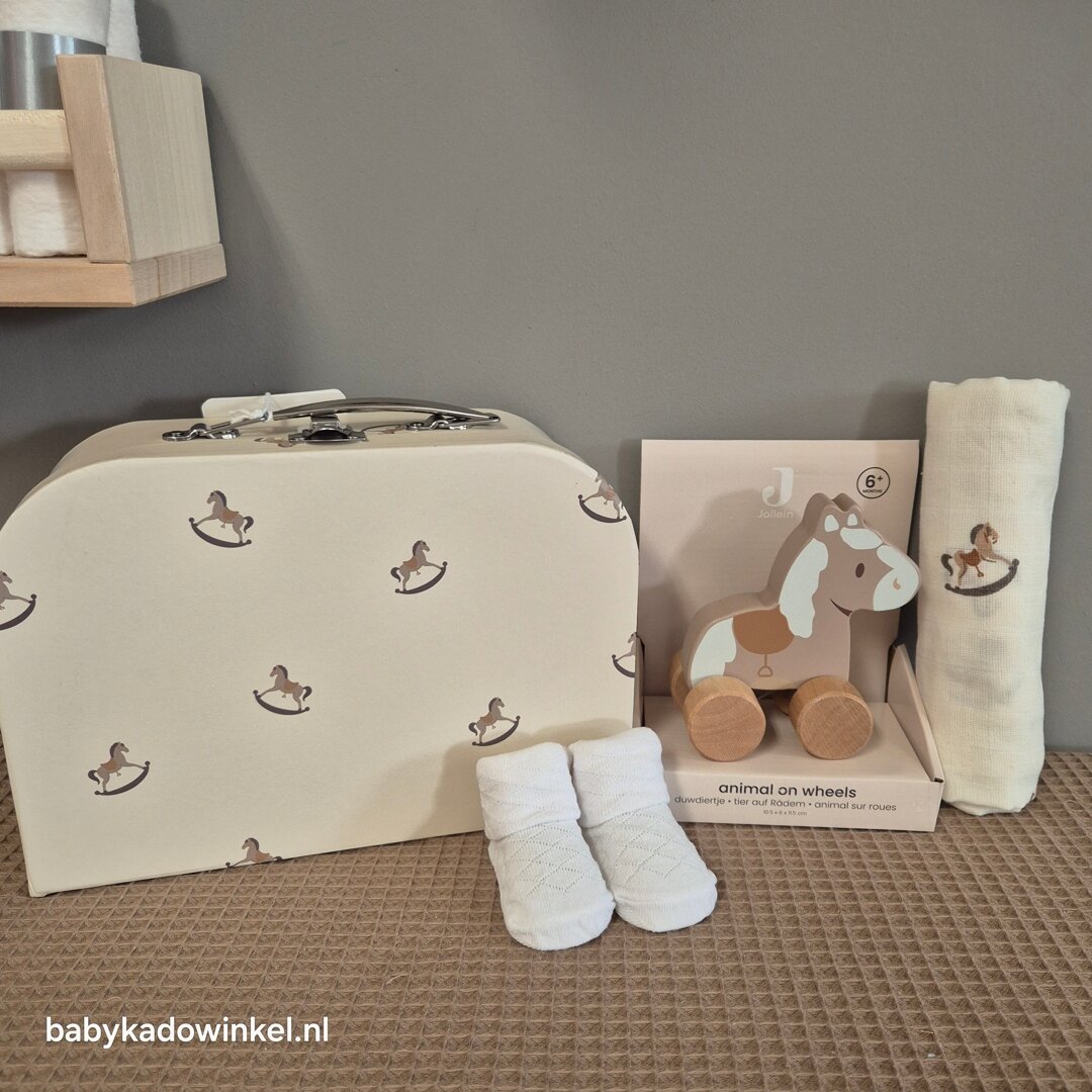 Koffertje Jollein Nostalgic Ride M met houten hobbelpaard