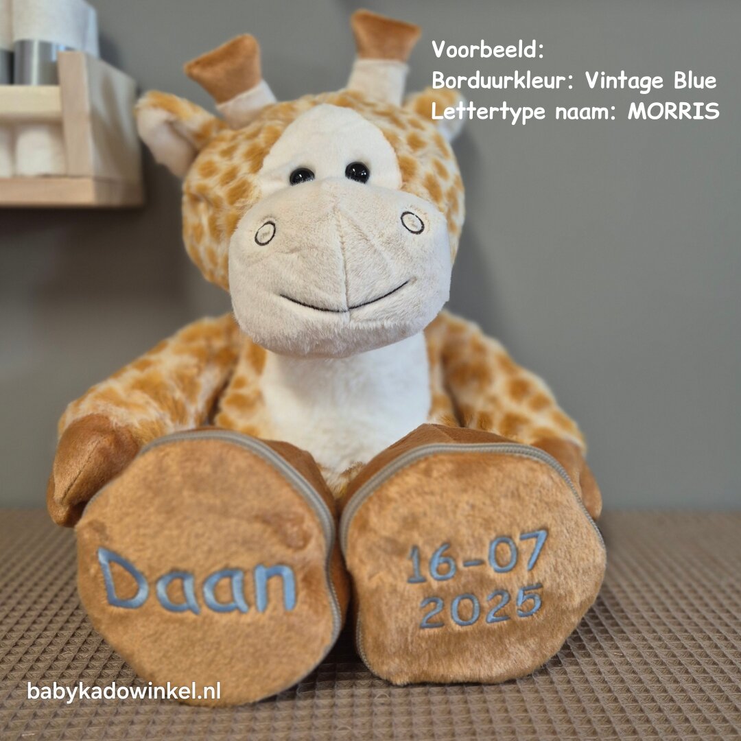 Knuffel Giraf met naam en datum - Dean