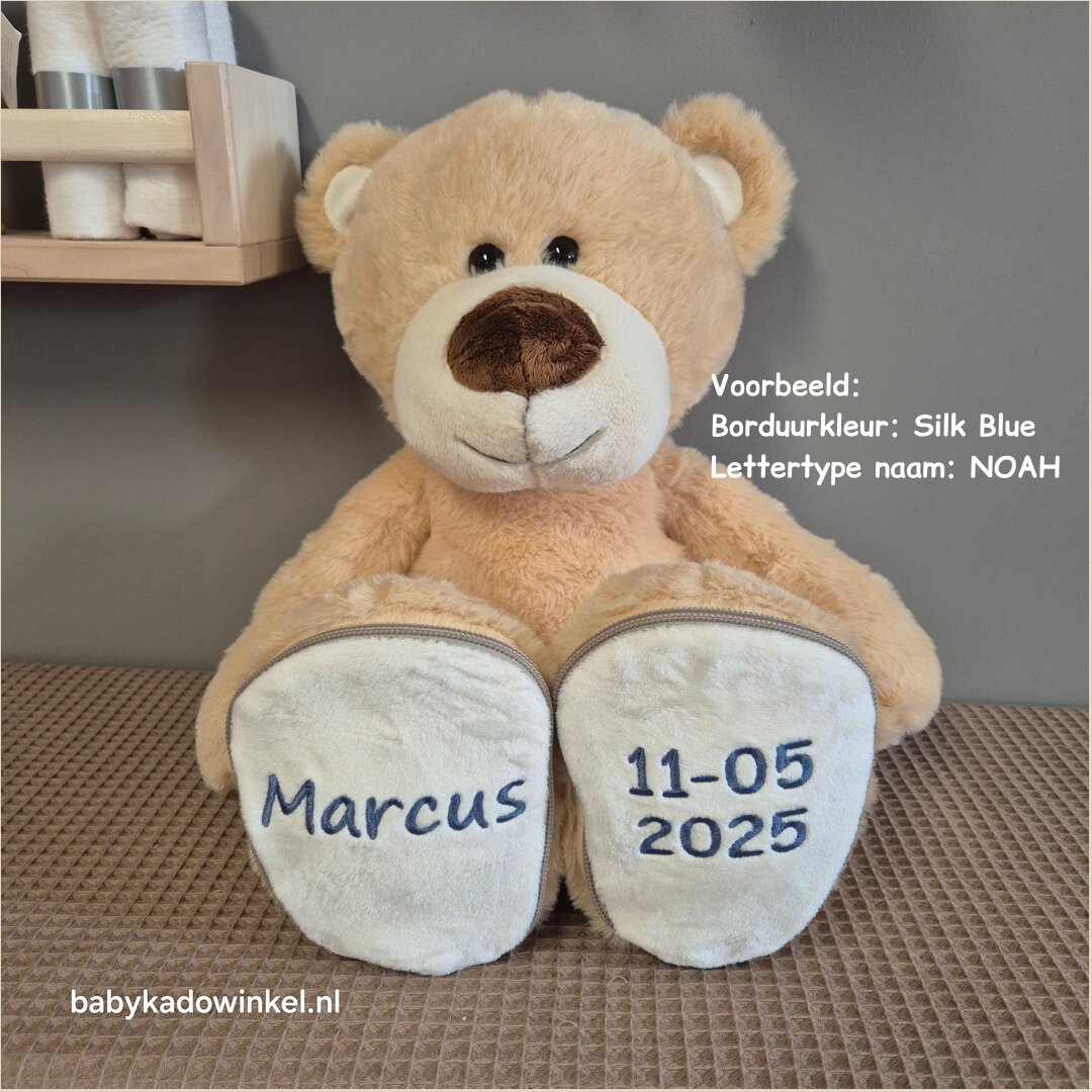 Knuffel Beer Boris 45 cm met naam en datum