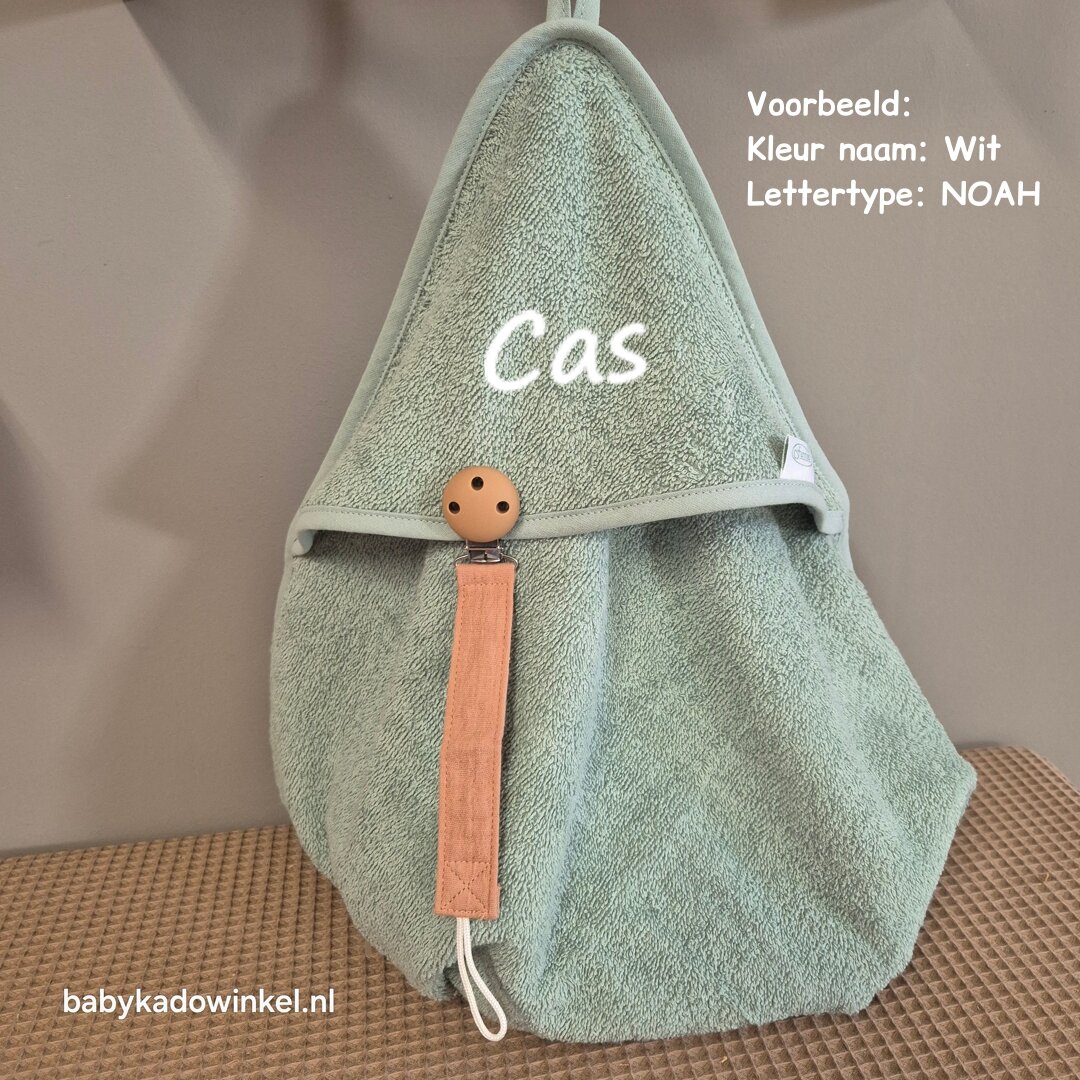 Badcape of Badjas met naam met speenkoord Cas