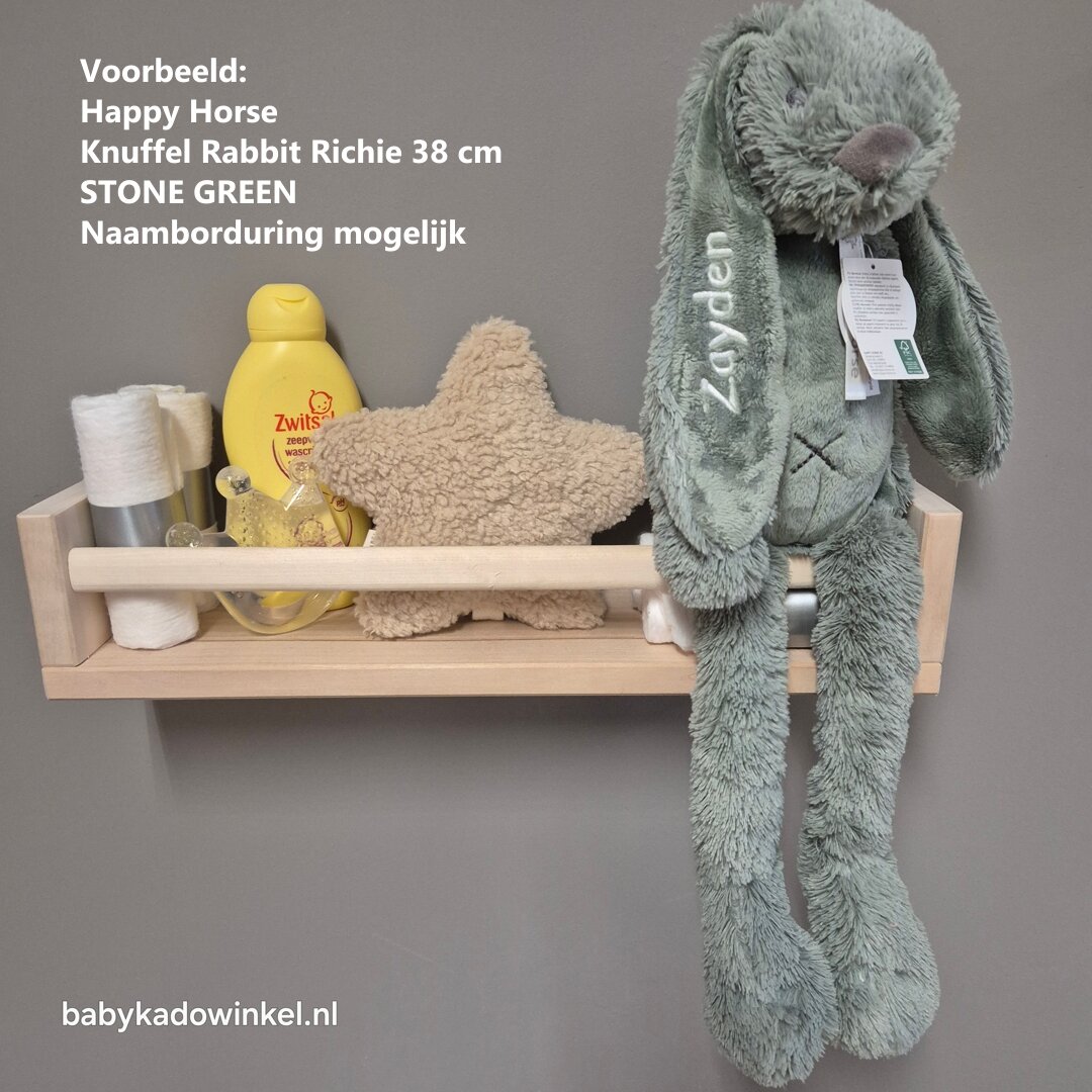 Knuffel Rabbit Richie met naam Stone Green Zayden