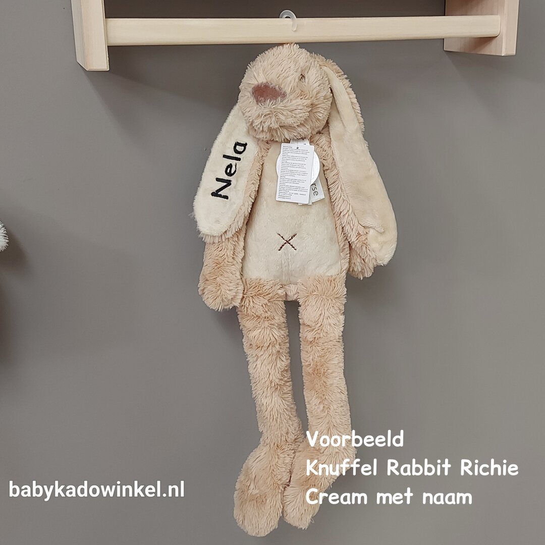 Knuffel Rabbit Richie met naam Cream Nela