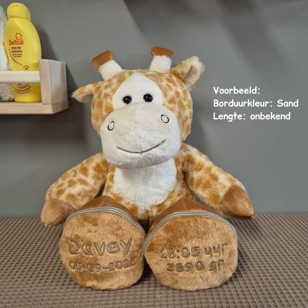 Knuffel Giraf met geboortegegevens Davey