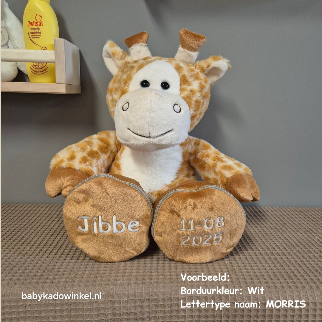Knuffel met naam en datum Giraf Jibbe