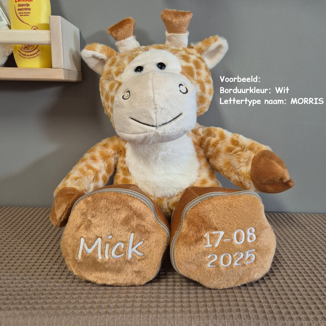 Knuffel met naam en datum Giraf Mick