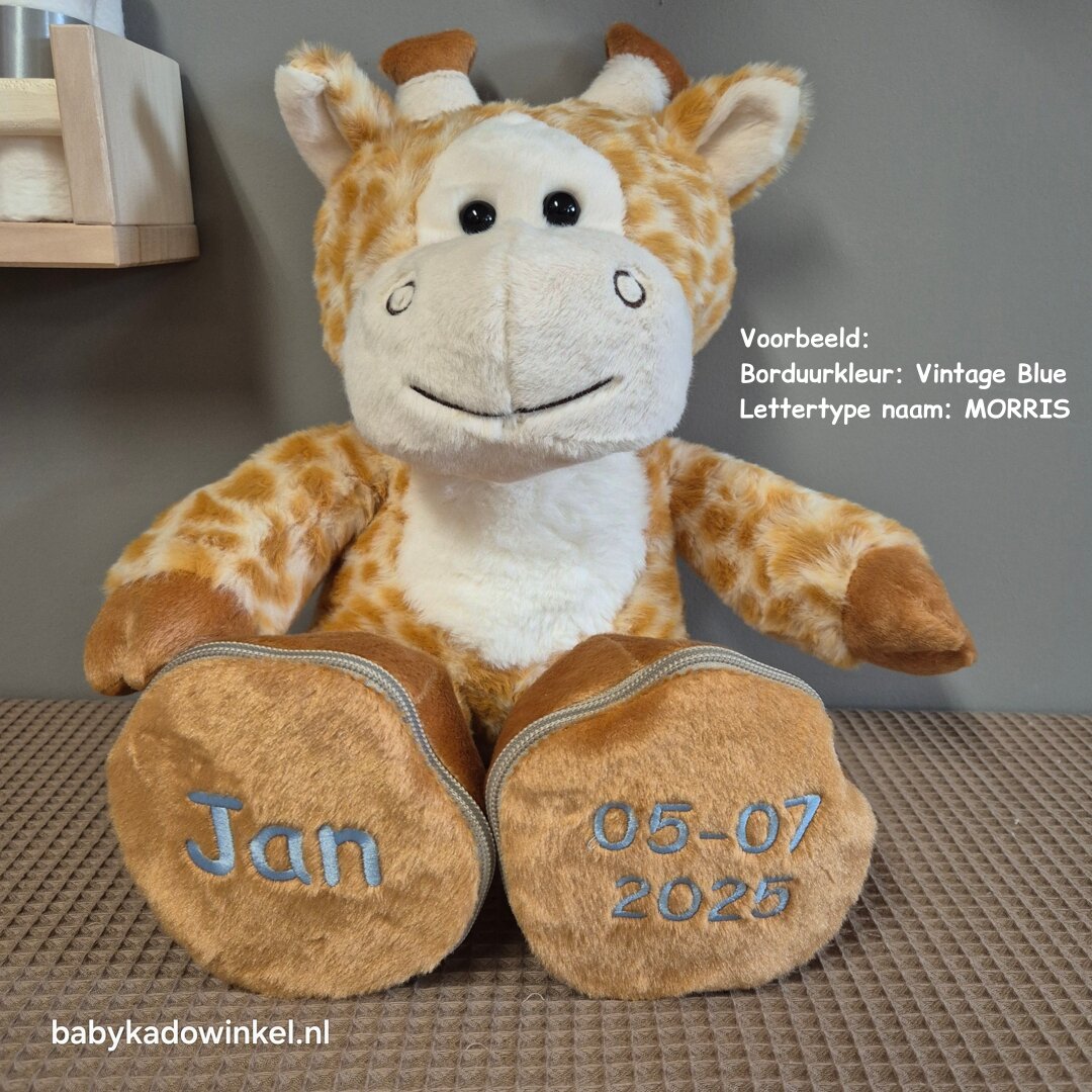 Knuffel met naam en datum Giraf Jan