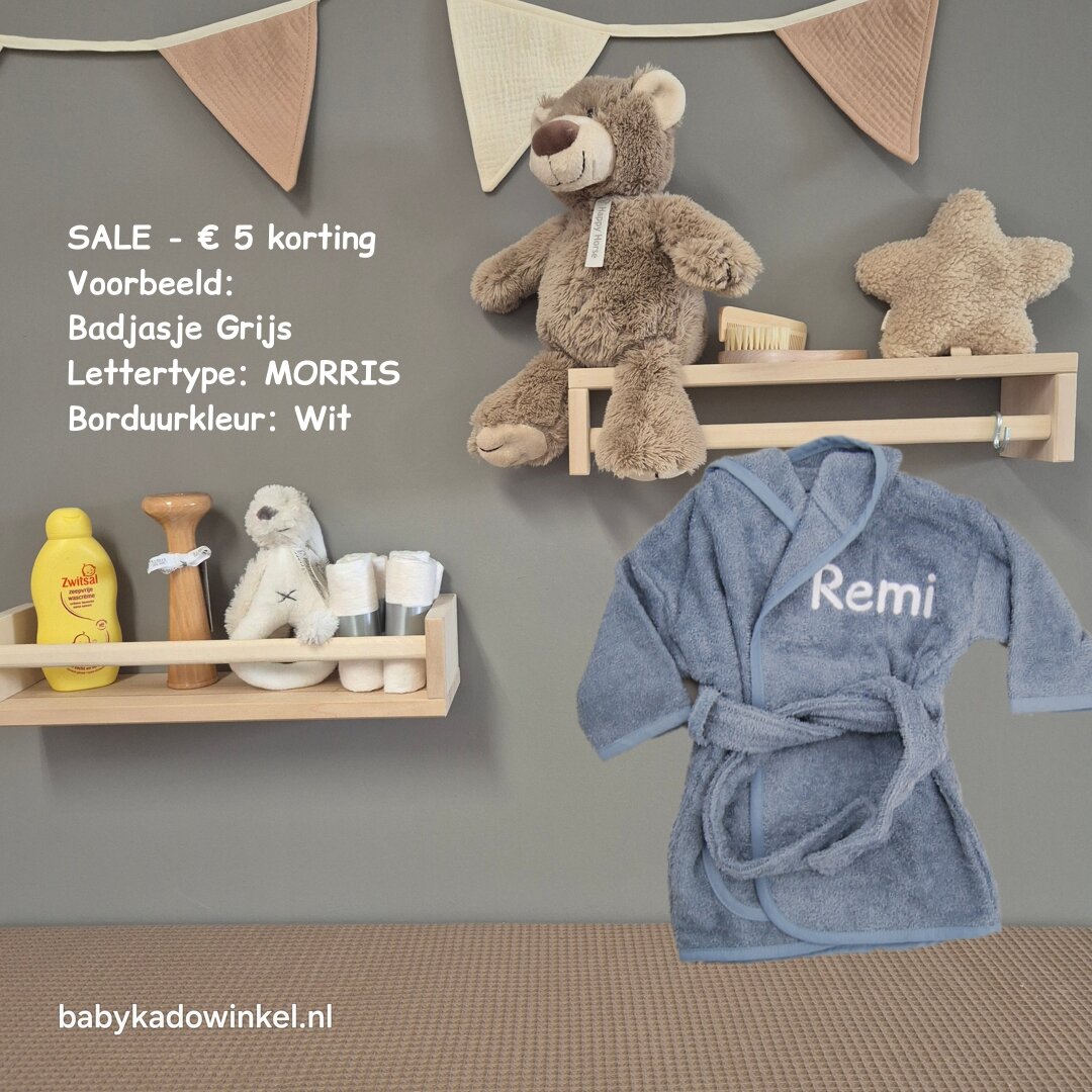 Badjas grijs met naam Remi