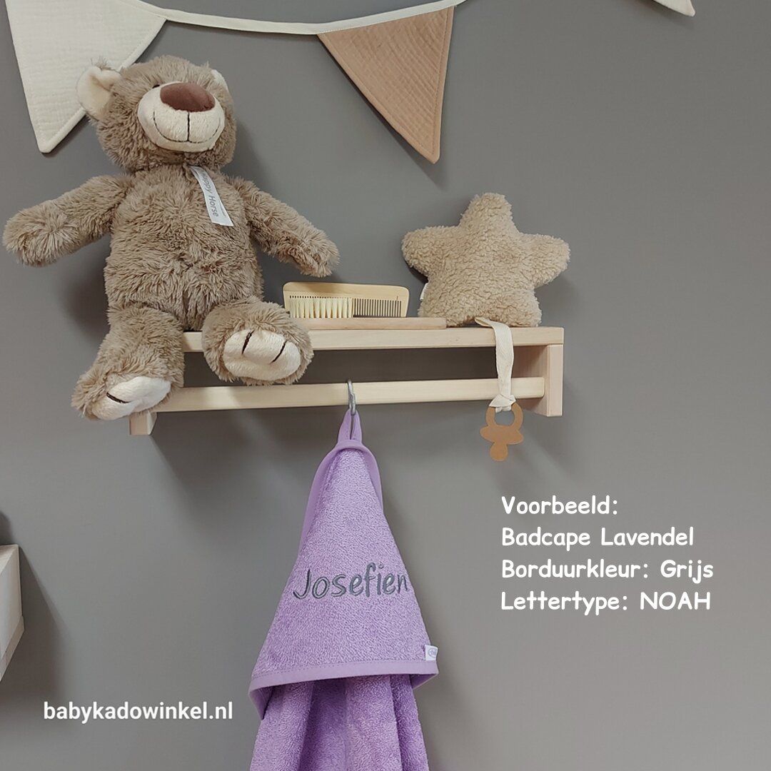 Badcape lavendel met naam Josefien