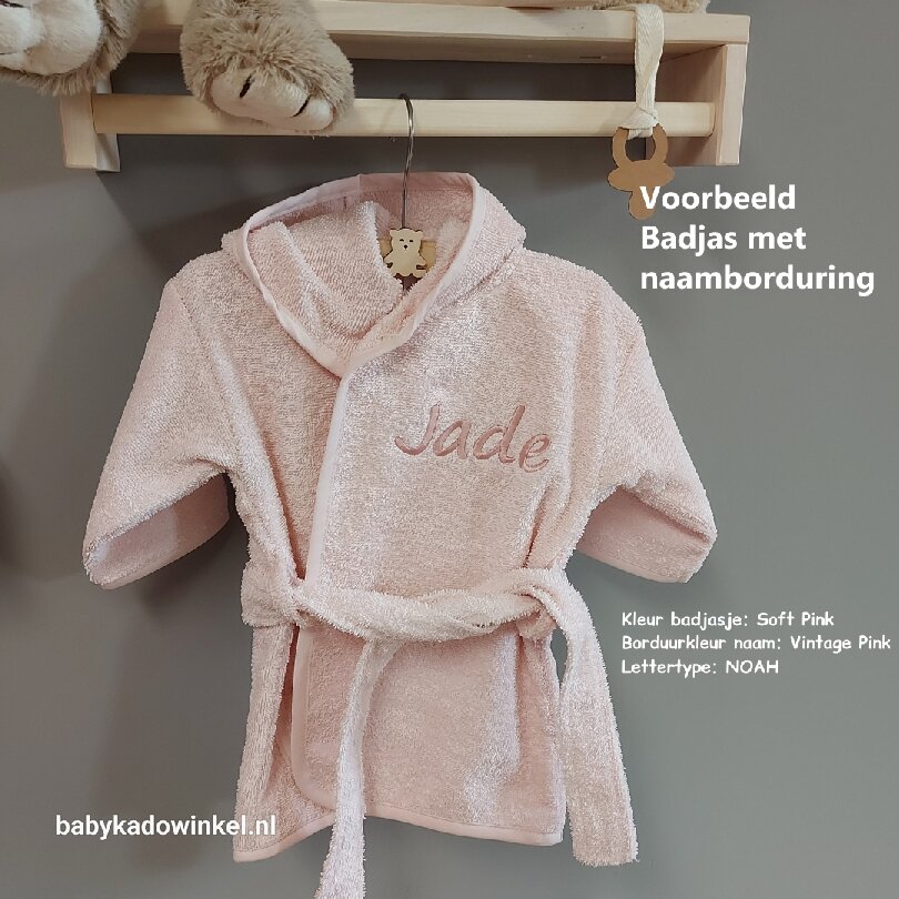 Badjas Soft Pink met naam Jade