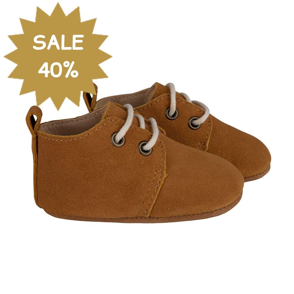 Baby Dutch veterschoentjes Cognac Suede XS