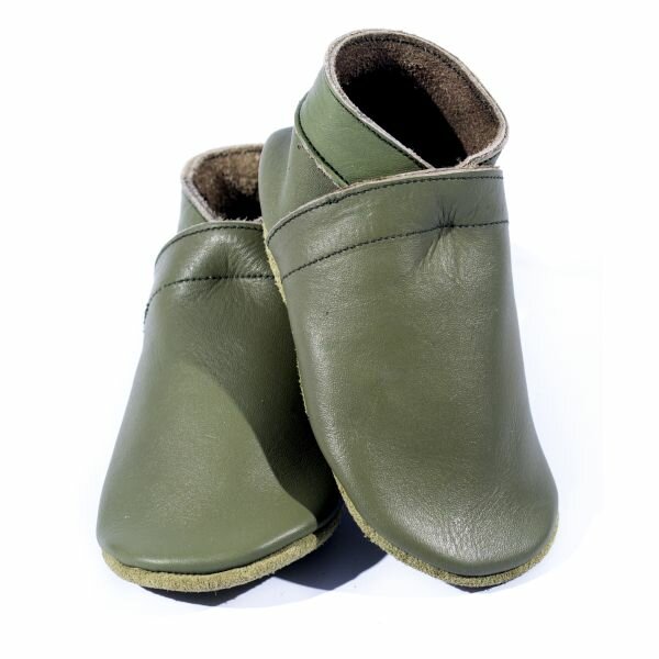 Baby Dutch babyslofjes Effen Olijf XS