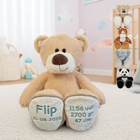 Knuffel 45 cm met geboortegegevens