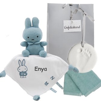 Babypakketje Nijntje stonegreen met naam