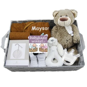 Babymand XXL badjasje brown clay met naam