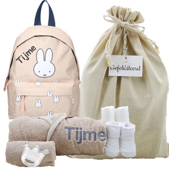 Rugtas Nijntje Miffy Forever cream met naam
