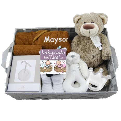 Babymand XXL badjasje brown clay met naam