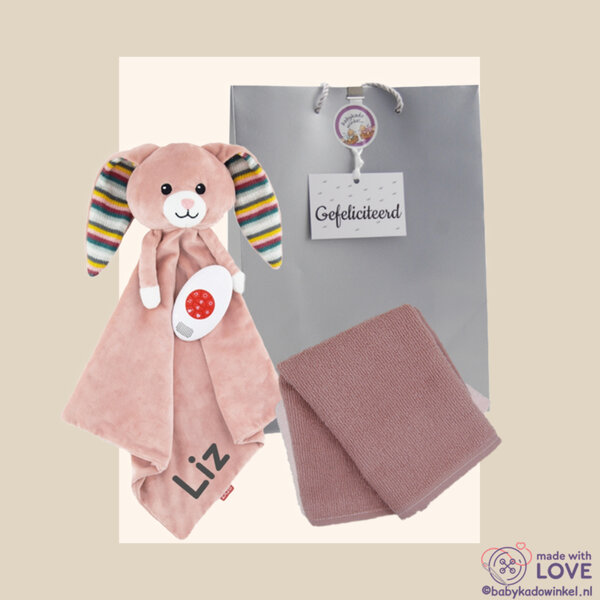 Knuffeldoekje Heartbeat Rabbit Becky Kraamcadeau met naam