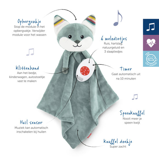 Knuffeldoekje Heartbeat Vos Felix Kraamcadeau met naam