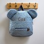 Rugtas Teddy Blue met naam