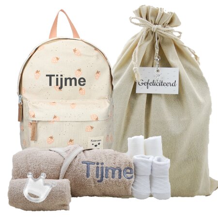 Rugtas Kidzroom cream met naam