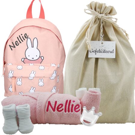 Rugtas Nijntje pink met naam