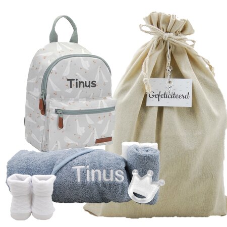 Rugtas Goose grey met naam