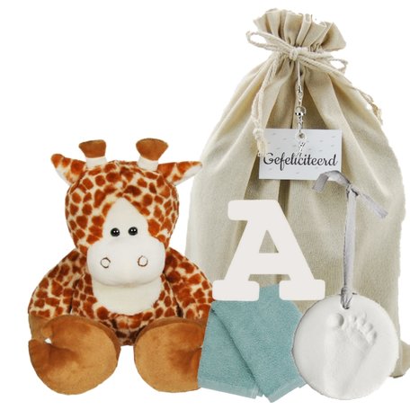 Baby Cadeauset Girafje met houten letter